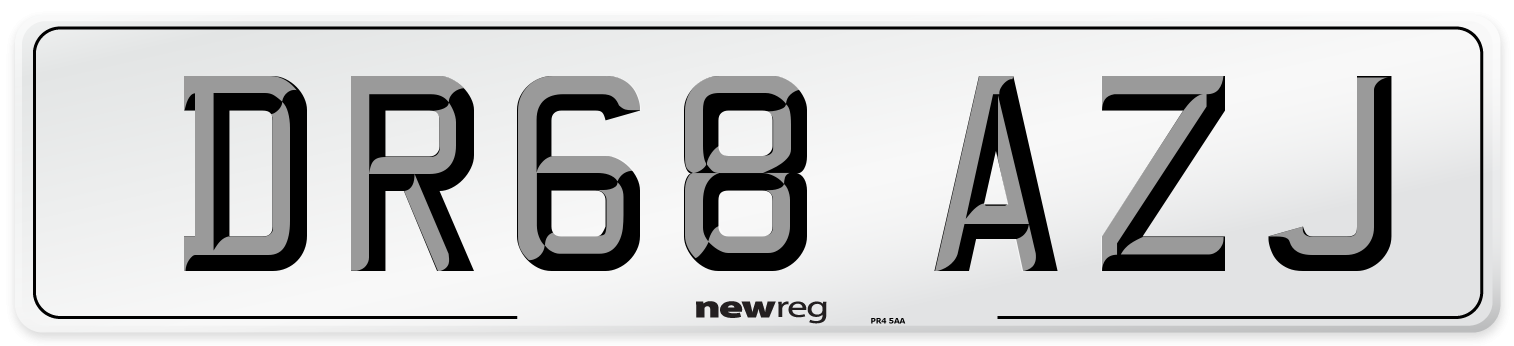 DR68 AZJ Number Plate from New Reg